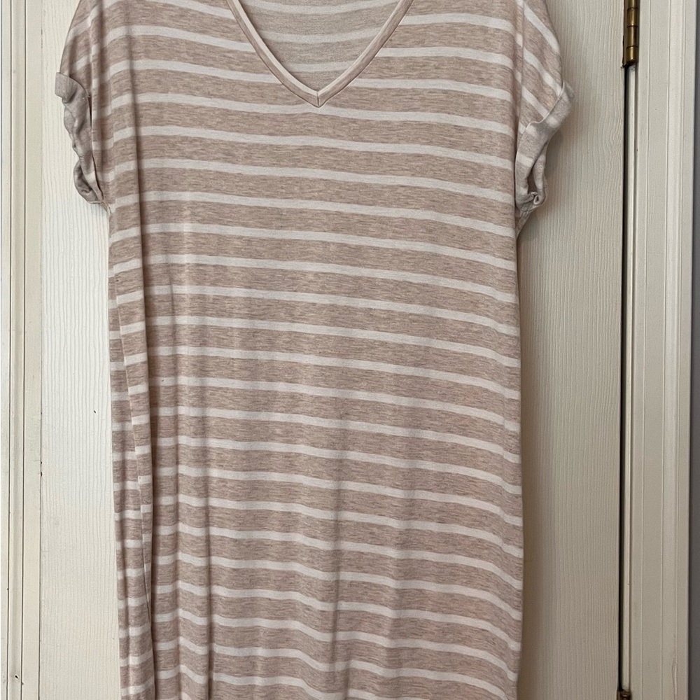 Striped V-Neck T shirt Dress